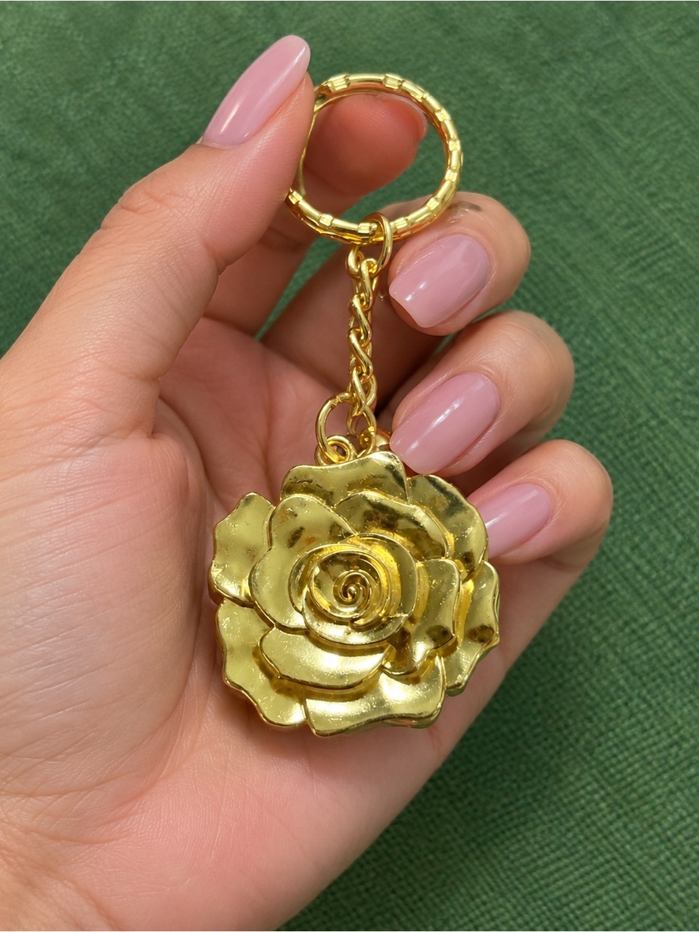 Gold Camelia Keychain Charm - Women Accessories